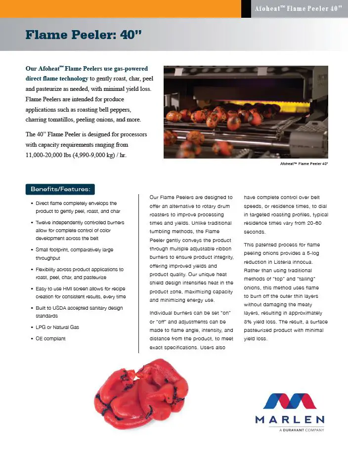 Thumbnail: Afoheat Flame Peeler 40-inch Brochure